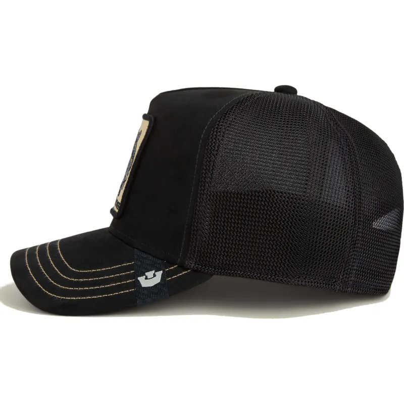 sort-trucker-kasket-panter-panther-golden-suede-the-farm-fra-goorin-bros