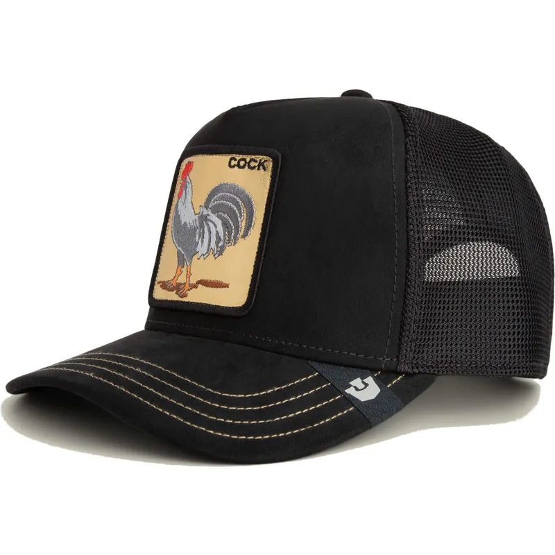 cappellino-trucker-nero-gallo-cock-golden-suede-the-farm-di-goorin-bros