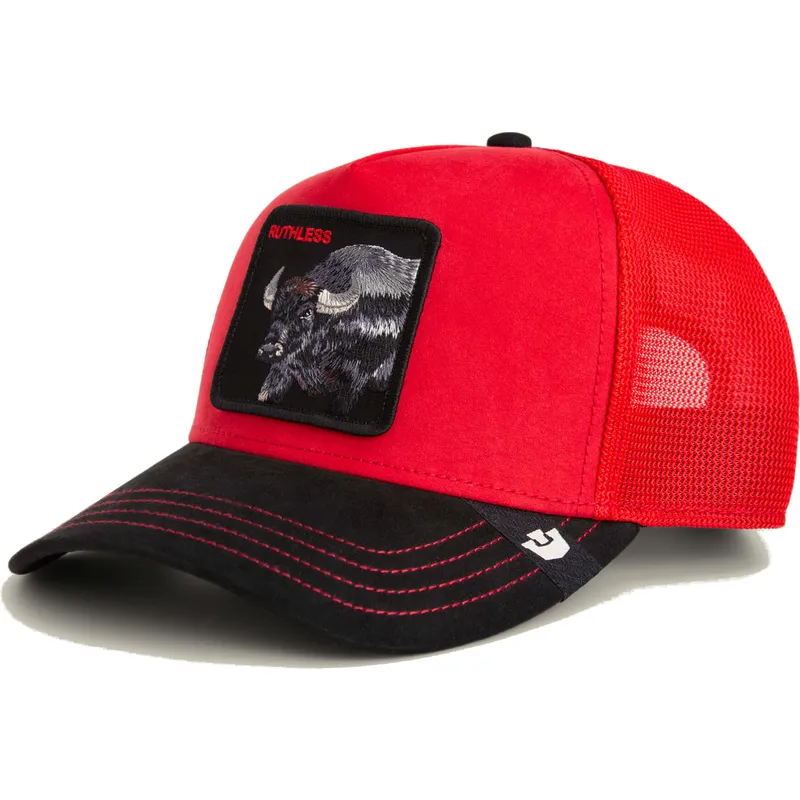 petten-gebogen-rood-snapback-ruthless-buffalo-suede-the-farm-van-goorin-bros