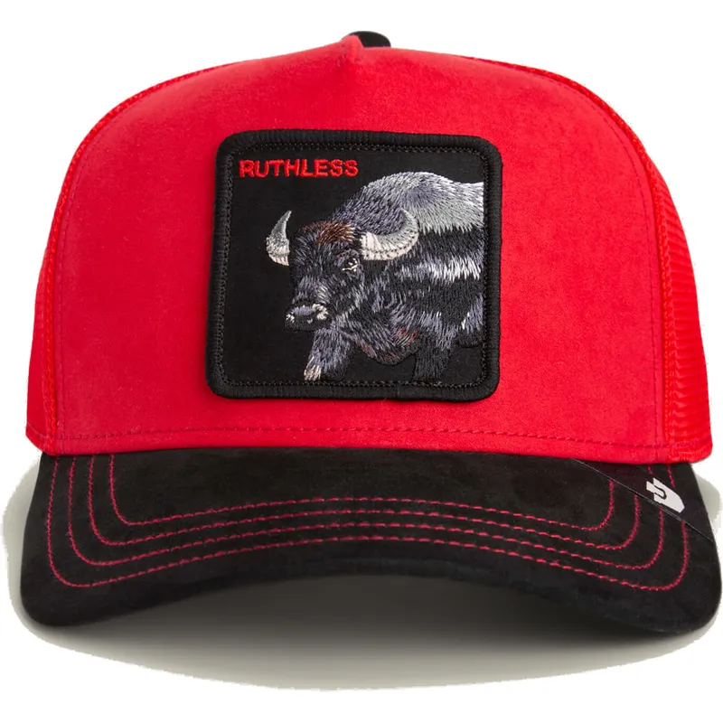petten-gebogen-rood-snapback-ruthless-buffalo-suede-the-farm-van-goorin-bros