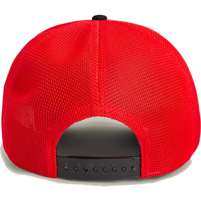 trucker-cap-rot-und-schwarz-buffel-ruthless-buffalo-suede-the-farm-von-goorin-bros