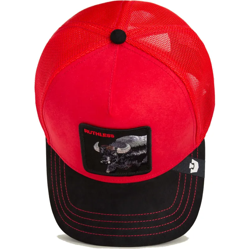 petten-gebogen-rood-snapback-ruthless-buffalo-suede-the-farm-van-goorin-bros