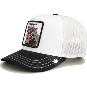Gorra trucker blanca y negra pantera Strength Panther Suede The Farm de Goorin Bros.