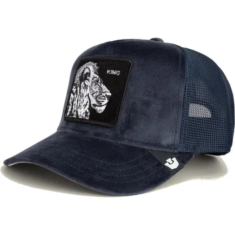Cappello trucker blu navy leone King Lion Velour The Farm di Goorin Bros.