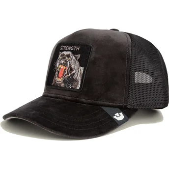 Petten gebogen zwart snapback pantera Strength Panther Velour The Farm The Farm van Goorin Bros.