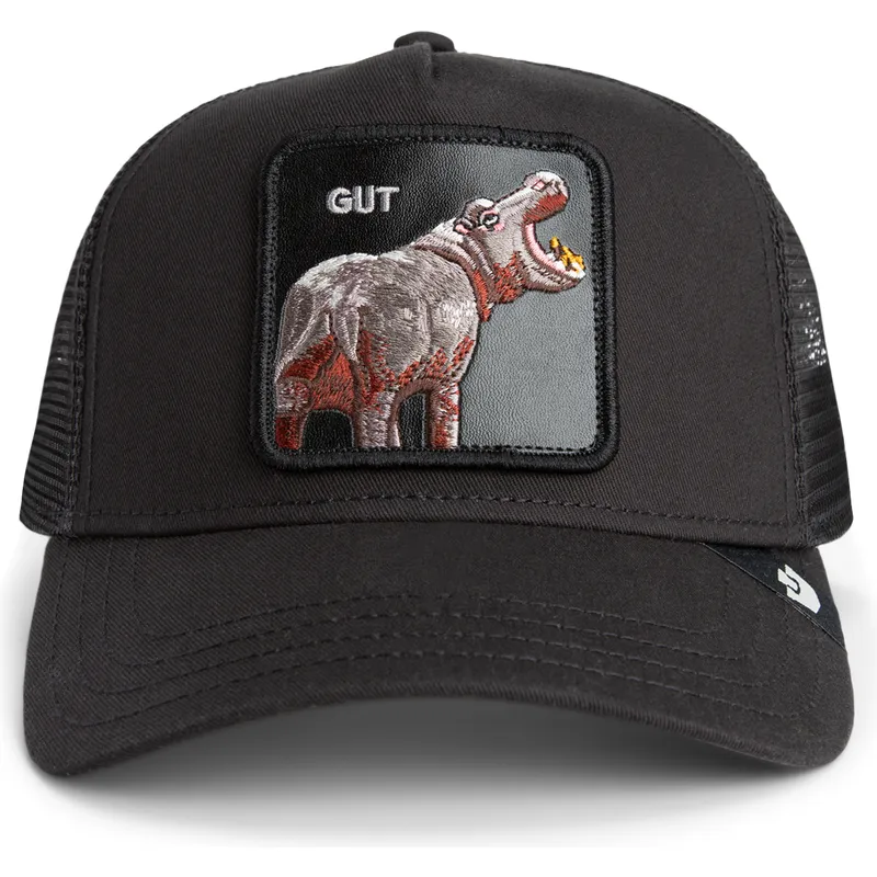casquette-trucker-noire-hippopotame-gut-hippo-sport-the-farm-goorin-bros