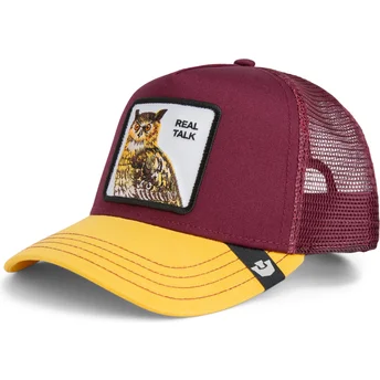 Casquette trucker rouge et jaune hibou The Real Talk Sport The Farm Goorin Bros.