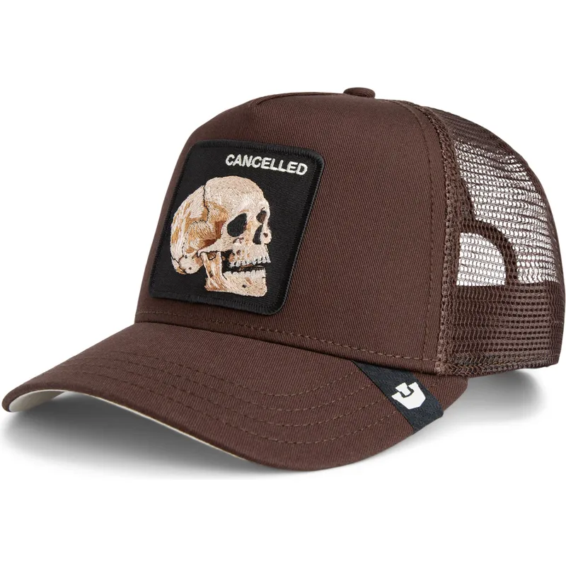 cappellino-trucker-marrone-teschio-the-cancelled-skull-grit-the-farm-di-goorin-bros