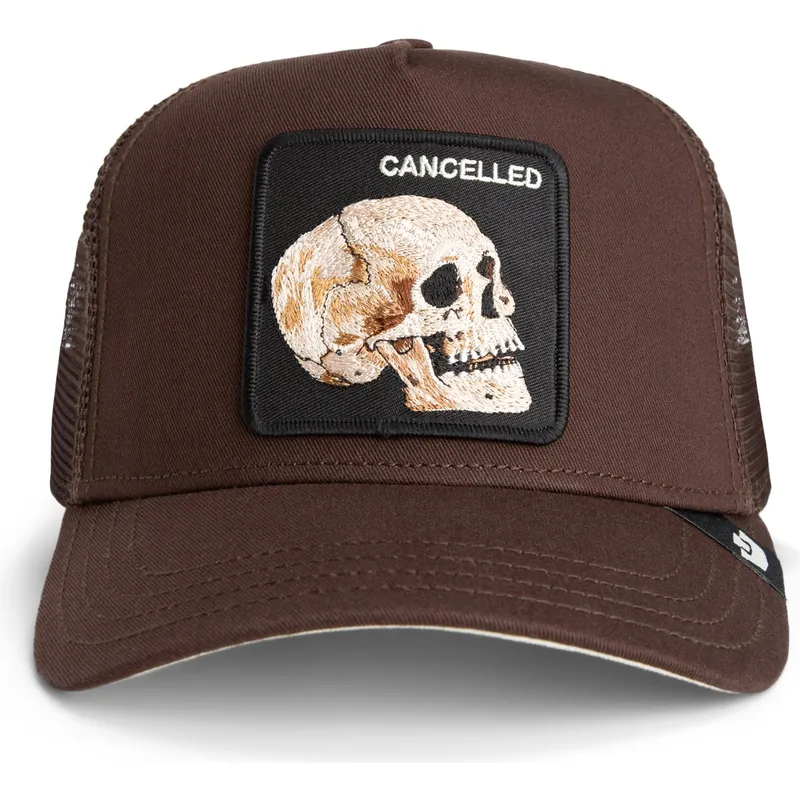 cappellino-trucker-marrone-teschio-the-cancelled-skull-grit-the-farm-di-goorin-bros