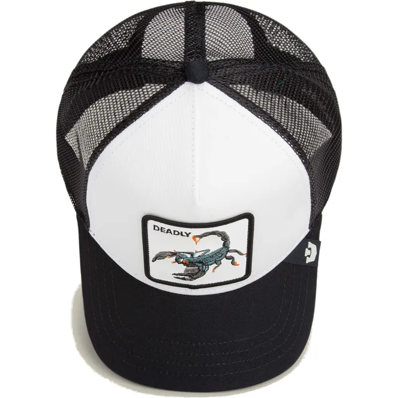 cappellino-trucker-bianco-e-nero-scorpione-deadly-the-farm-di-goorin-bros