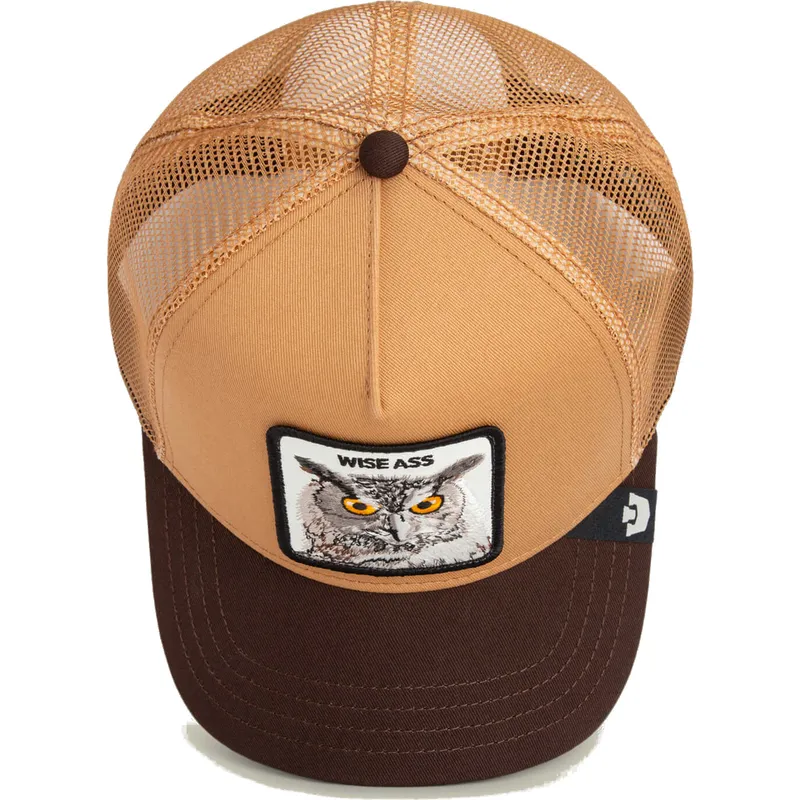 brun-trucker-kasket-med-ugle-wise-ass-the-farm-fra-goorin-bros