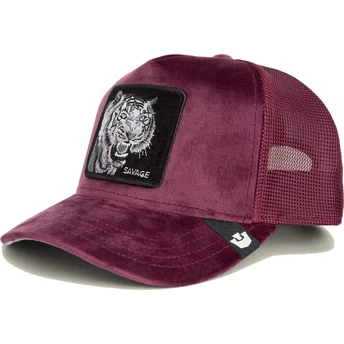 Gorra trucker granate tigre Savage Tiger Velour The Farm fra Goorin Bros.