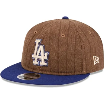 Gorra plana marrón y azul ajustable 9FIFTY Retro Crown Wool Pinstripe de Los Angeles Dodgers MLB de New Era