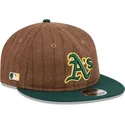 brun-og-gron-justerbar-flad-kasket-9fifty-retro-crown-wool-pinstripe-fra-oakland-athletics-mlb-fra-new-era