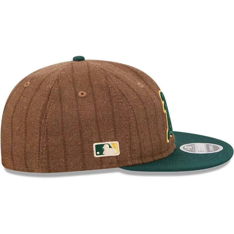 brun-og-gron-justerbar-flad-kasket-9fifty-retro-crown-wool-pinstripe-fra-oakland-athletics-mlb-fra-new-era