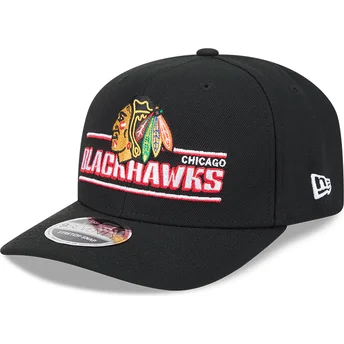 Sort buet snapback 9SEVENTY Stretch Snap Stated kasket med Chicago Blackhawks NHL fra New Era