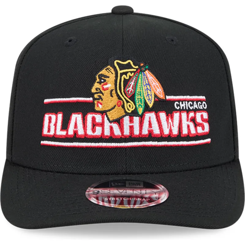 cappellino-curvo-nero-snapback-9seventy-stretch-snap-stated-di-chicago-blackhawks-nhl-di-new-era
