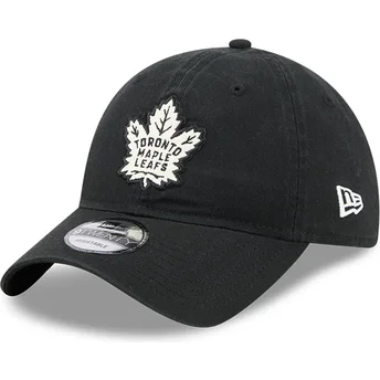 9TWENTY Verstellbare Schwarze Kappe mit Gebogenem Schirm, Toronto Maple Leafs NHL Stamp von New Era