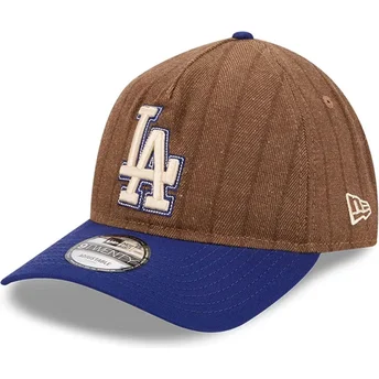 Brązowa i niebieska regulowana czapka z daszkiem 9TWENTY A Frame Wool Pinstripe Los Angeles Dodgers MLB New Era