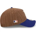 braune-und-blaue-verstellbare-curved-cap-9twenty-a-frame-wool-pinstripe-der-los-angeles-dodgers-mlb-von-new-era
