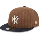 new-york-yankees-mlb-new-era-9fifty-retro-crown-uld-pinstripe-brun-og-marinebla-justerbar-flad-kasket
