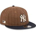 new-york-yankees-mlb-new-era-9fifty-retro-crown-uld-pinstripe-brun-og-marinebla-justerbar-flad-kasket