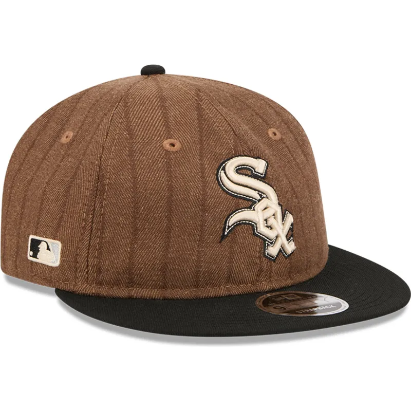 brun-og-sort-justerbar-flad-kasket-9fifty-retro-crown-wool-pinstripe-fra-chicago-white-sox-mlb-fra-new-era
