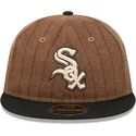 petten-plat-bruin-verstelbare-band-9fifty-retro-crown-wool-pinstripe-van-chicago-white-sox-mlb-van-new-era