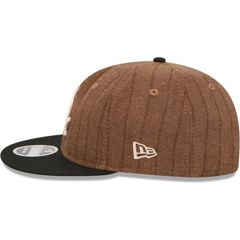 petten-plat-bruin-verstelbaar-9fifty-retro-crown-wool-pinstripe-van-chicago-white-sox-mlb-van-new-era