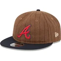 atlanta-braves-mlb-new-era-justerbar-9fifty-retro-crown-ull-randig-brun-och-marinbla-platt-keps
