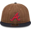 atlanta-braves-mlb-9fifty-retro-crown-wool-pinstripe-verstellbare-braun-und-marineblau-flache-kappe-von-new-era