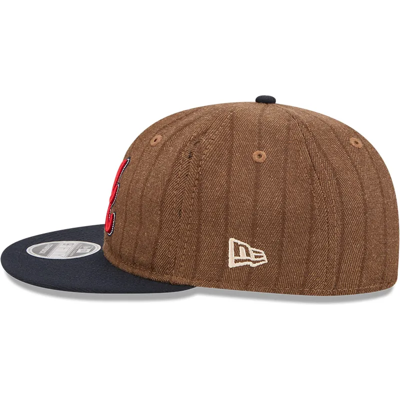 atlanta-braves-mlb-new-era-9fifty-retro-crown-uld-pinstripe-justerbar-brun-og-marinebla-flad-kasket