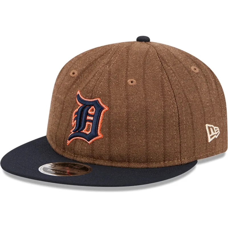brazowa-i-granatowa-regulowana-czapka-z-daszkiem-9fifty-retro-crown-wool-pinstripe-detroit-tigers-mlb-new-era