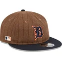cappello-piatto-marrone-e-blu-marino-regolabile-9fifty-retro-crown-wool-pinstripe-di-detroit-tigers-mlb-di-new-era