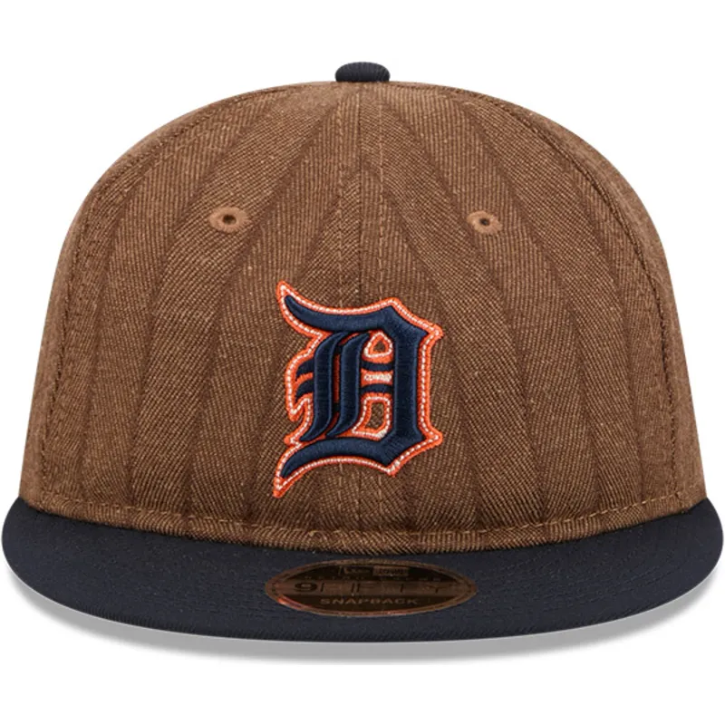 brun-og-marinebla-justerbar-flad-kasket-9fifty-retro-crown-wool-pinstripe-fra-detroit-tigers-mlb-fra-new-era