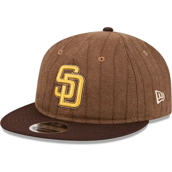 Petten plat bruin verstelbaar 9FIFTY Retro Crown Wool Pinstripe van San Diego Padres MLB van New Era