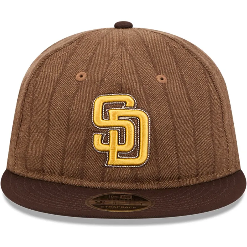 san-diego-padres-mlb-new-era-9fifty-retro-crown-uld-pinstripe-justerbar-brun-fladskygget-kasket