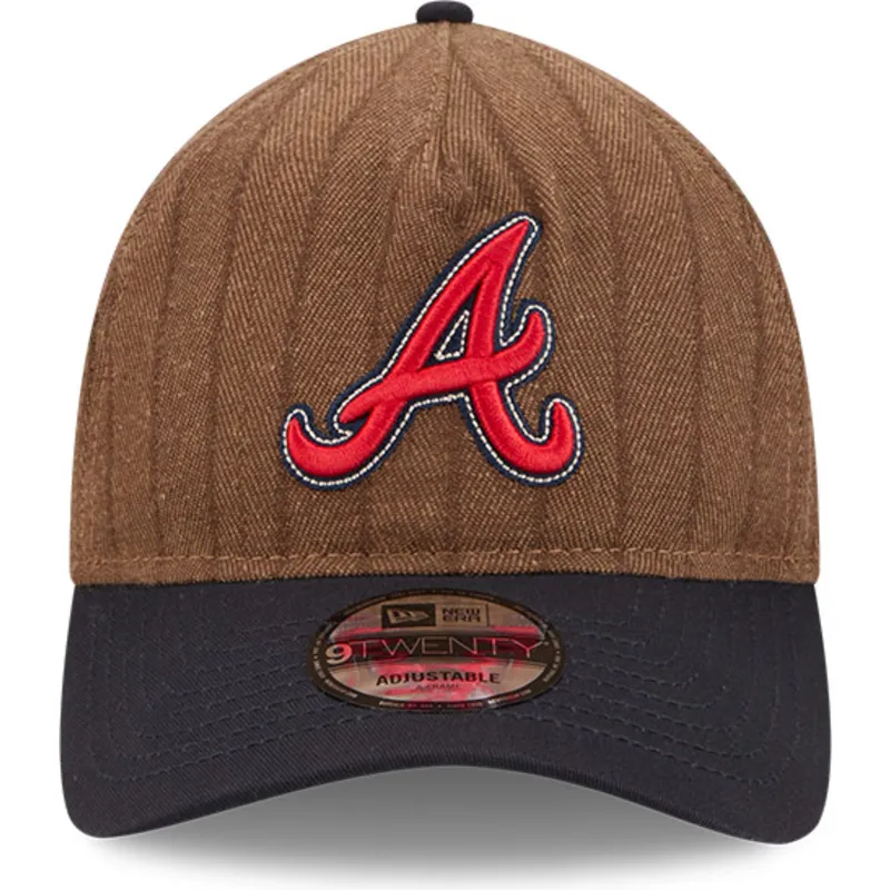 brun-och-marinbla-bojd-justerbar-keps-9twenty-a-frame-wool-pinstripe-fran-atlanta-braves-mlb-av-new-era
