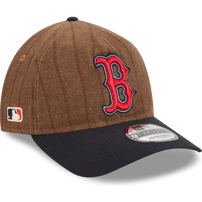 boston-red-sox-mlb-new-era-9twenty-a-frame-uld-pinstripe-justerbar-brun-og-marinebla-bojet-skaerm-kasket