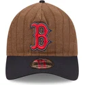 petten-gebogen-bruin-verstelbaar-9twenty-a-frame-wool-pinstripe-van-boston-red-sox-mlb-van-new-era