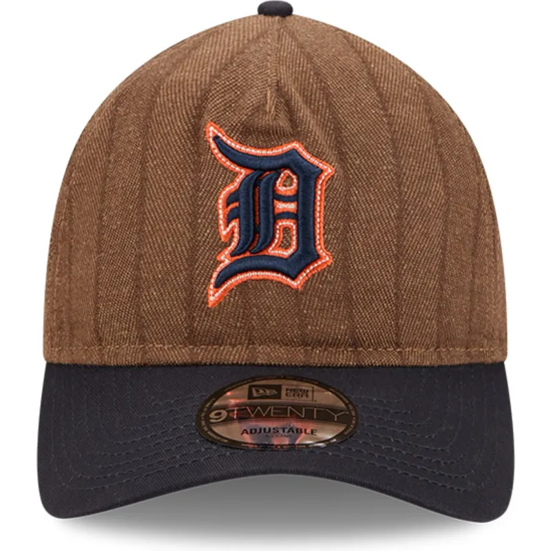 petten-gebogen-bruin-verstelbaar-9twenty-a-frame-wool-pinstripe-van-detroit-tigers-mlb-van-new-era
