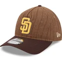 brun-justerbar-kurvkeps-9twenty-a-frame-wool-pinstripe-fran-san-diego-padres-mlb-fran-new-era
