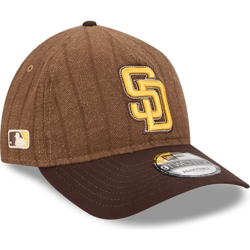 petten-gebogen-bruin-verstelbare-band-9twenty-a-frame-wool-pinstripe-van-san-diego-padres-mlb-van-new-era