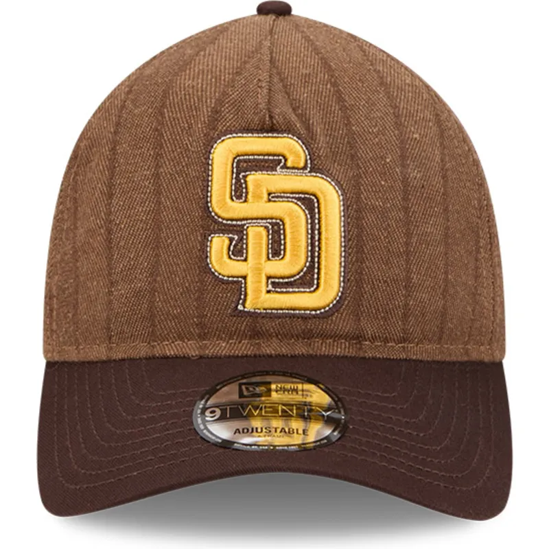 petten-gebogen-bruin-verstelbare-band-9twenty-a-frame-wool-pinstripe-van-san-diego-padres-mlb-van-new-era
