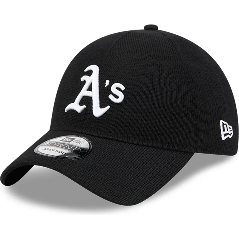 schwarze-verstellbare-gebogene-kappe-9twenty-merino-wool-oakland-athletics-mlb-von-new-era