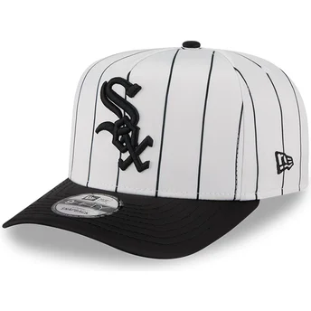 Weiß-schwarze Snapback-Kappe 9FIFTY A Frame Satin Pinstripe der Chicago White Sox MLB von New Era