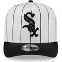 weiss-schwarze-snapback-kappe-9fifty-a-frame-satin-pinstripe-der-chicago-white-sox-mlb-von-new-era