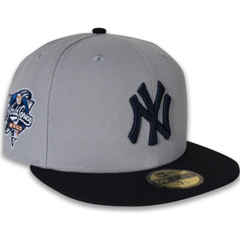 cappello-piatto-grigio-e-blu-marino-aderente-59fifty-world-series-2000-side-patch-di-new-york-yankees-mlb-di-new-era