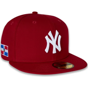 New Era New York Yankees MLB 59FIFTY Sid Dominican Republic Röd Justerbar Platt Keps