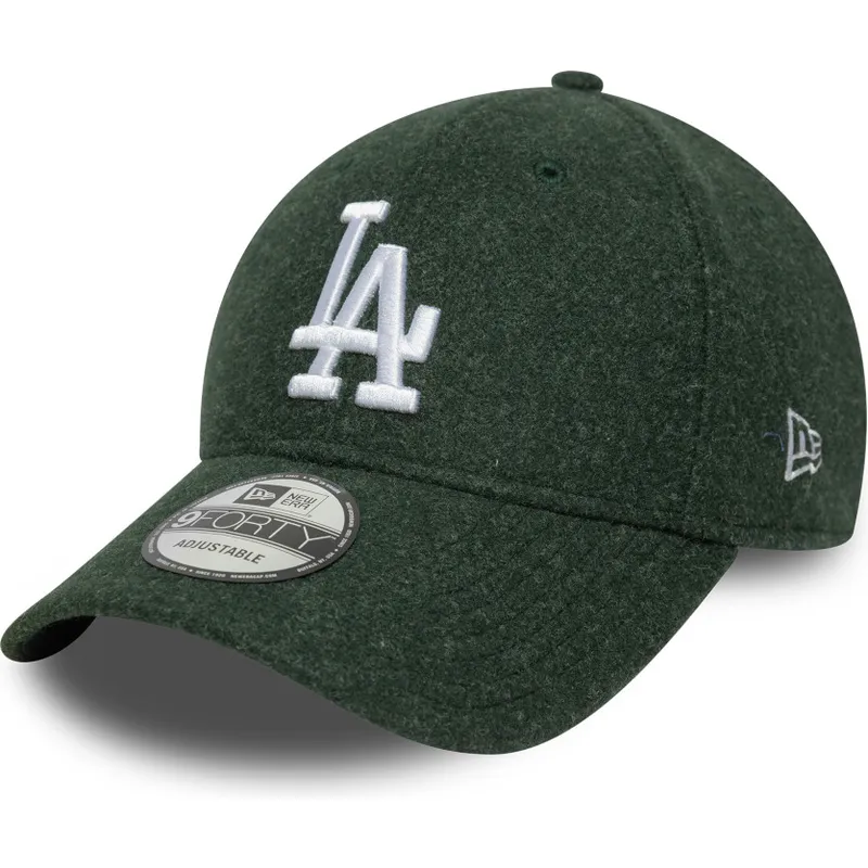 cappellino-con-visiera-curva-verde-snapback-9forty-melton-wool-di-los-angeles-dodgers-mlb-di-new-era